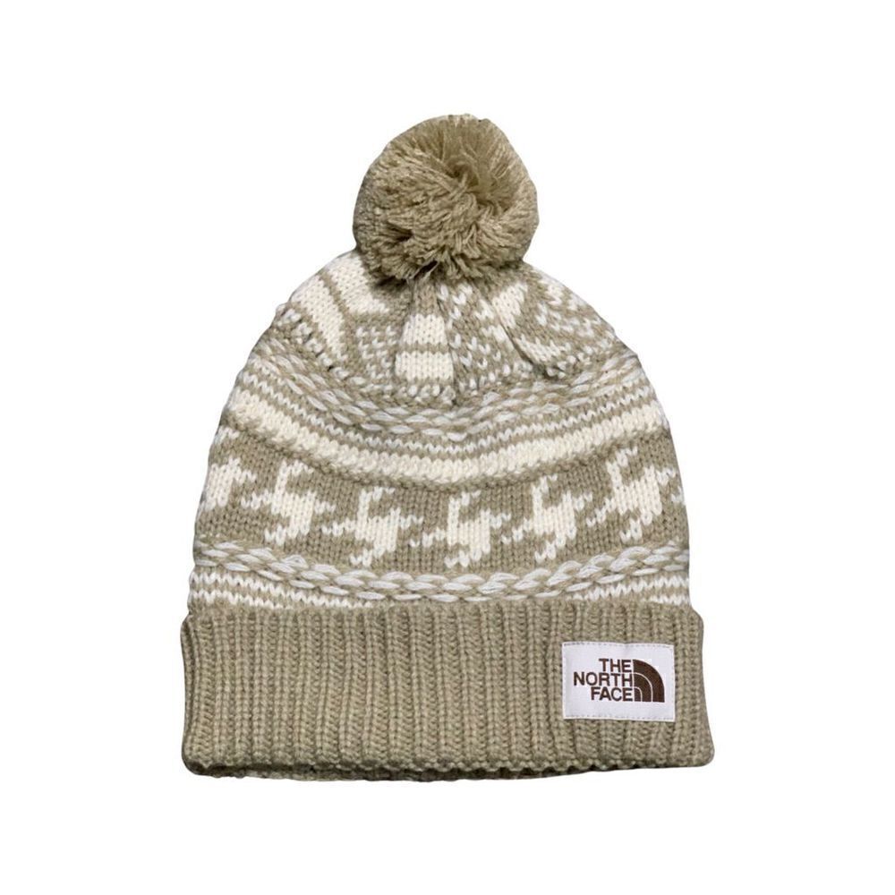 The North Face Unisex Fair Isle Beanie with Pom-Pom Gardenia White